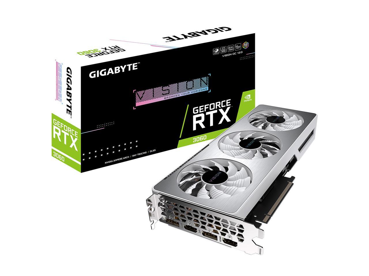 Gigabyte NVIDIA GeForce RTX 3060 Vision OC 12G 12GB GDDR6 192-Bit Triple Fan Graphics Card (GV-N3060VISION OC-12GD)