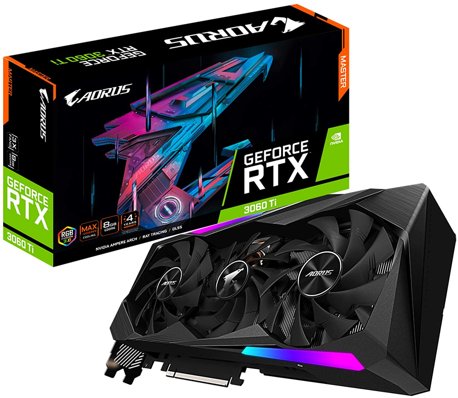 Gigabyte NVIDIA AORUS GeForce RTX 3060 Ti MASTER 8G 8GB GDDR6 256-Bit Triple Fan Graphics Card (GV-N306TAORUS M-8GD)