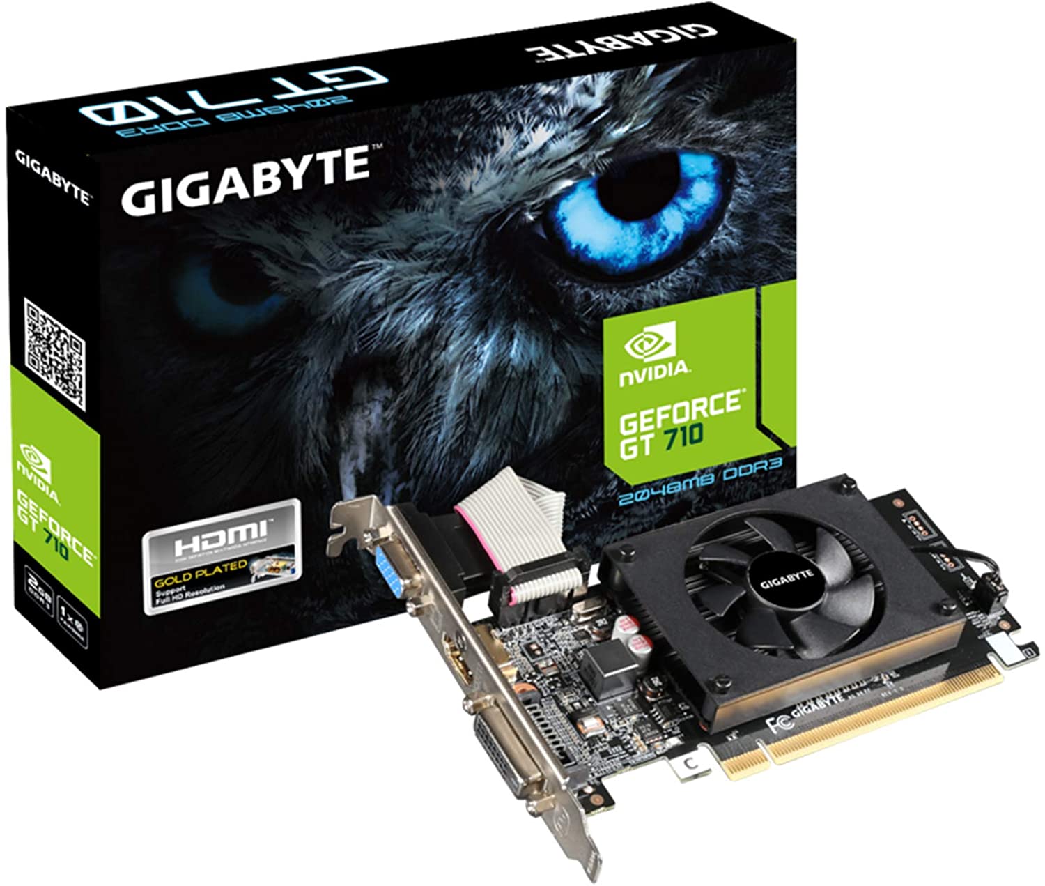Gigabyte NVIDIA GeForce GT 710 2GB DDR3 64-Bit Graphics Card (GV-N710D3-2GL)