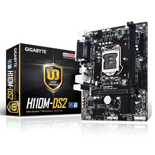 Gigabyte GA-H110M-DS2 Motherboard for Intel 6th and 7th Gen Processors - LGA1151 Socket (DDR4/ VGA/ Parallel Port/ Serial Port/ USB 3.0)