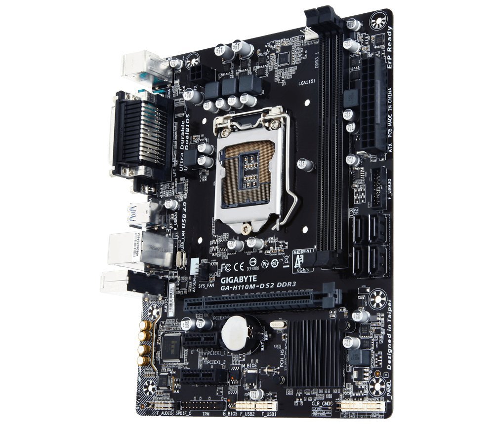 Gigabyte GA-H110M-DS2 Motherboard for Intel 6th and 7th Gen Processors - LGA1151 Socket (DDR4/ VGA/ Parallel Port/ Serial Port/ USB 3.0) - Image 3