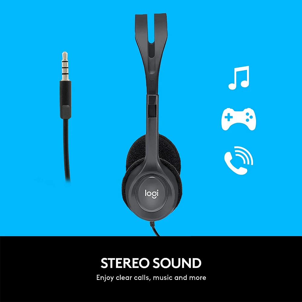 Logitech H111 Single Pin Wired Stereo Headset with 3.5mm Jack & 180? Rotating Microphone - Image 2