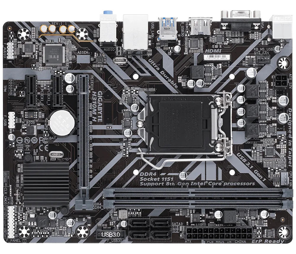 Gigabyte H310M H Ultra Durable Motherboard for Intel 8th/9th Gen Processors - LGA1151 Socket - Image 2