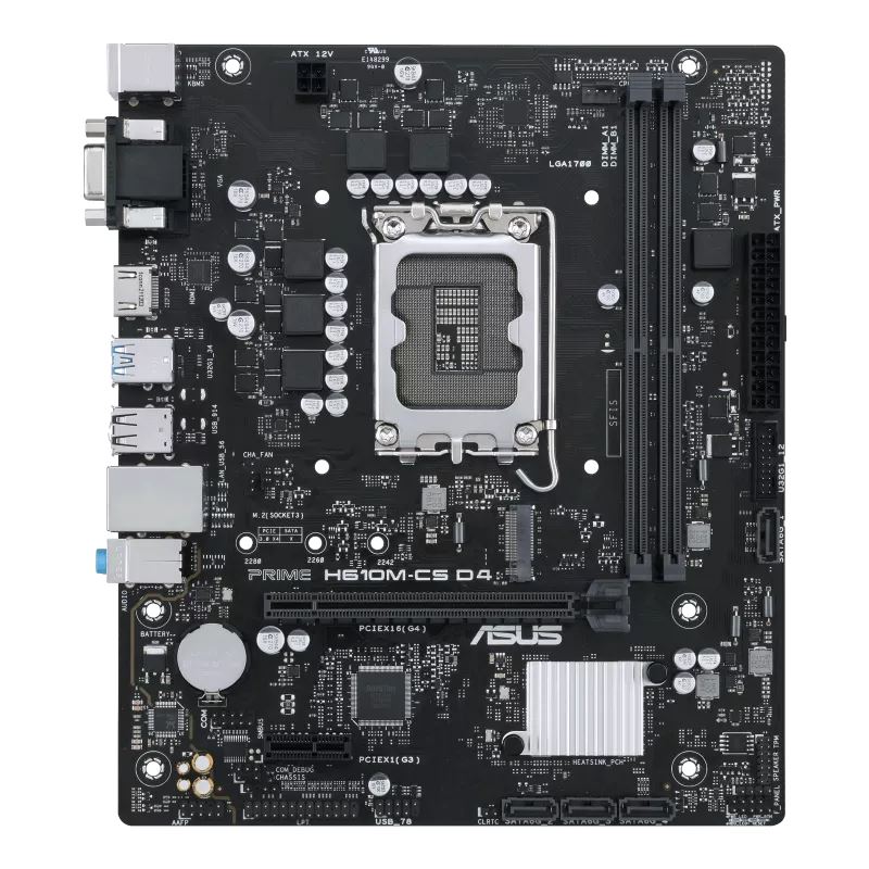 Asus PRIME H610M-CS D4 Motherboard for Intel 14th/ 13th/ 12th Gen Processors - LGA1700 Socket - Image 2