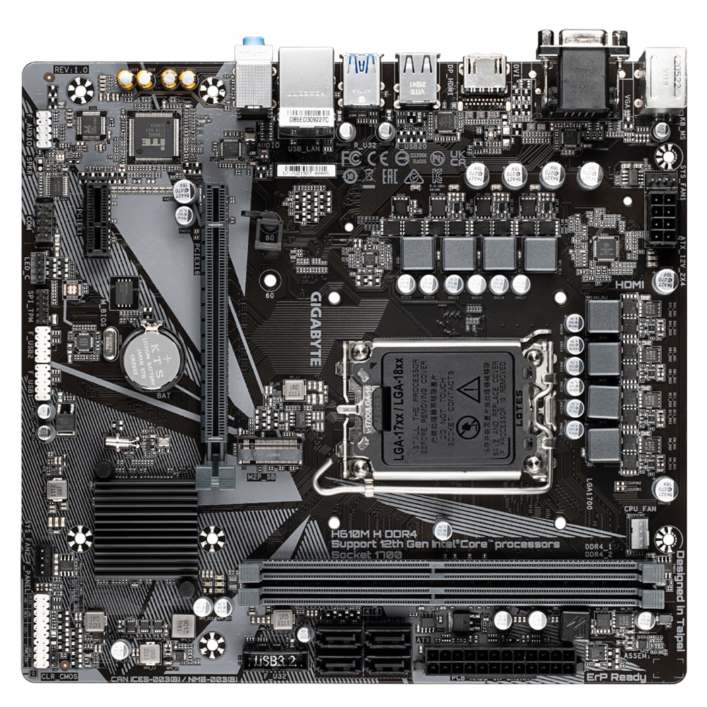 Gigabyte H610M H DDR4 Motherboard For Intel 12th Gen Processors - LGA1700 Socket - Image 2