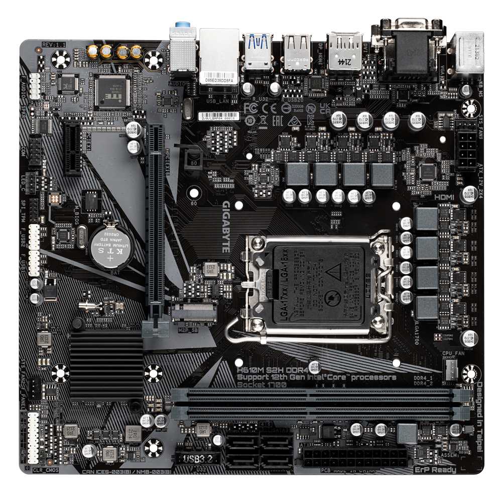 Gigabyte H610M S2H DDR4 Motherboard For Intel 12th Gen Processors - LGA1700 Socket - Image 2