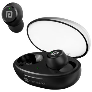 Portronics Harmonics Twins S13 in Ear True Wireless Earbuds with Mic, 24H Playtime, Game/Music Mode, Touch Control, 8mm Driver, Bluetooth 5.3v,IPX5 Water Resistance, Type C Fast Charging - Black
