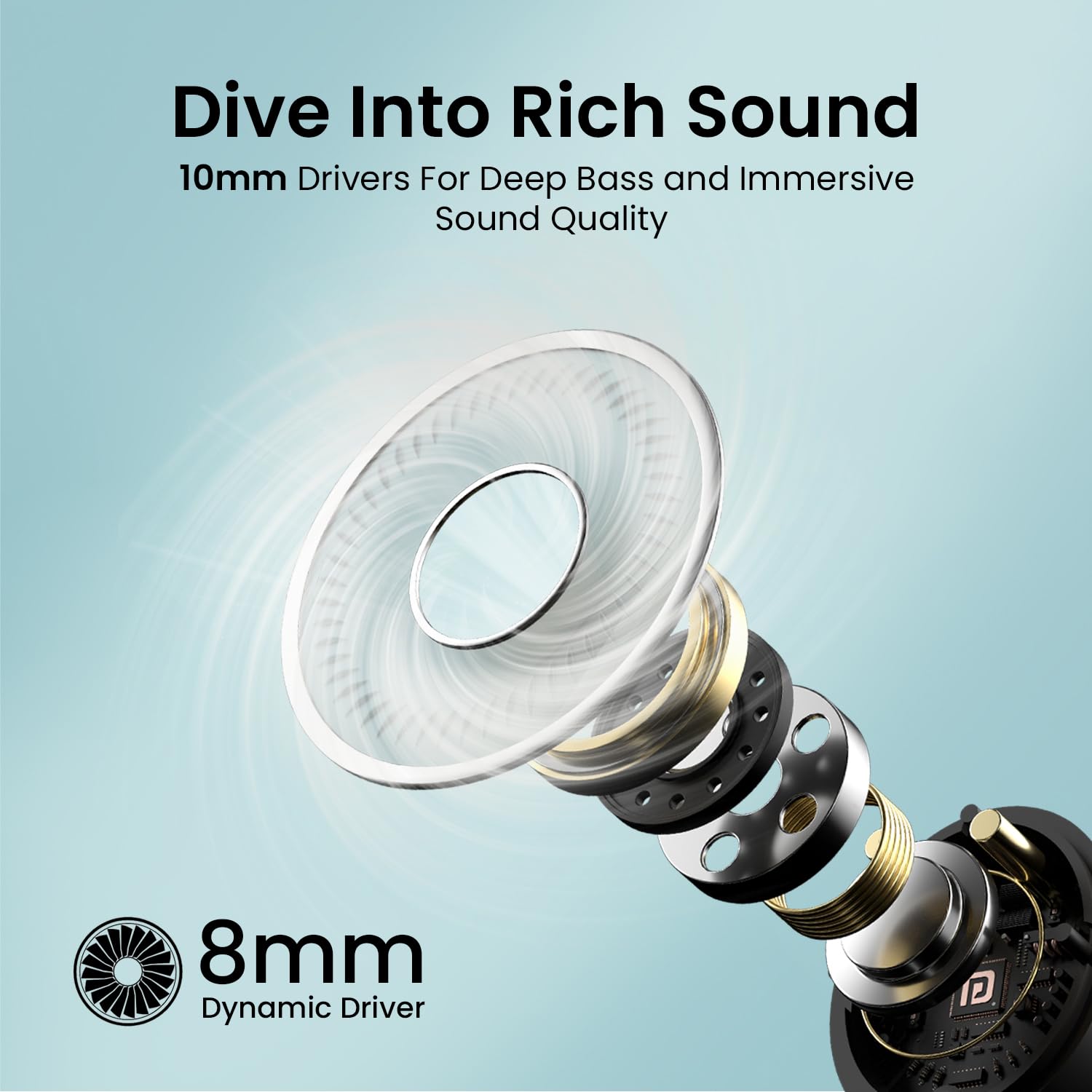 Portronics Harmonics Twins S13 in Ear True Wireless Earbuds with Mic, 24H Playtime, Game/Music Mode, Touch Control, 8mm Driver, Bluetooth 5.3v,IPX5 Water Resistance, Type C Fast Charging - Black - Image 3