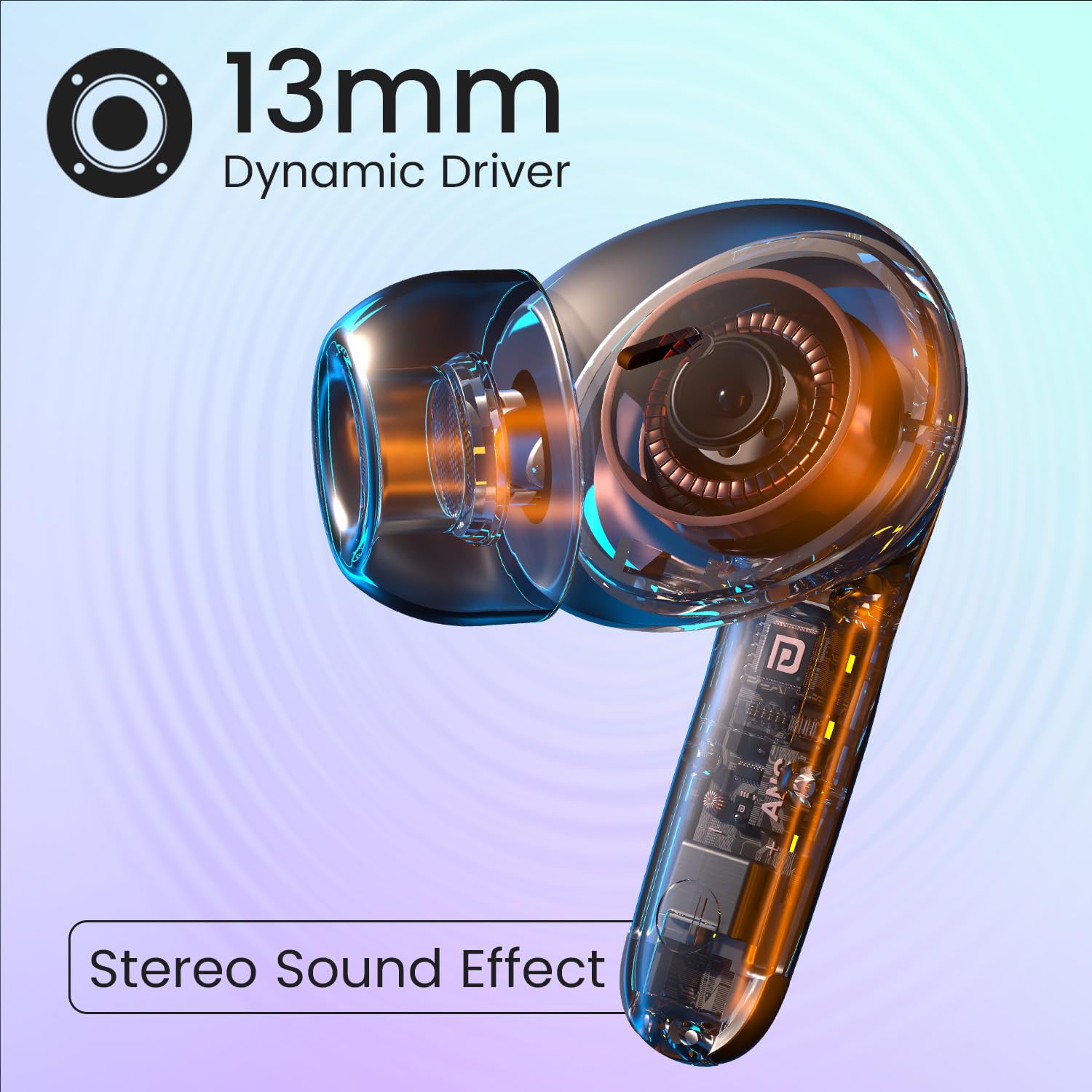 Portronics Harmonics Twins 28 ANC TWS in Ear Earbuds with Smart Touch Control, 50 Hours Playback, Quad Mic ENC, Low Latency, 13mm Dynamic Driver, IPX 5 Water Resistant, Fast Type C Charging - Black - Image 3