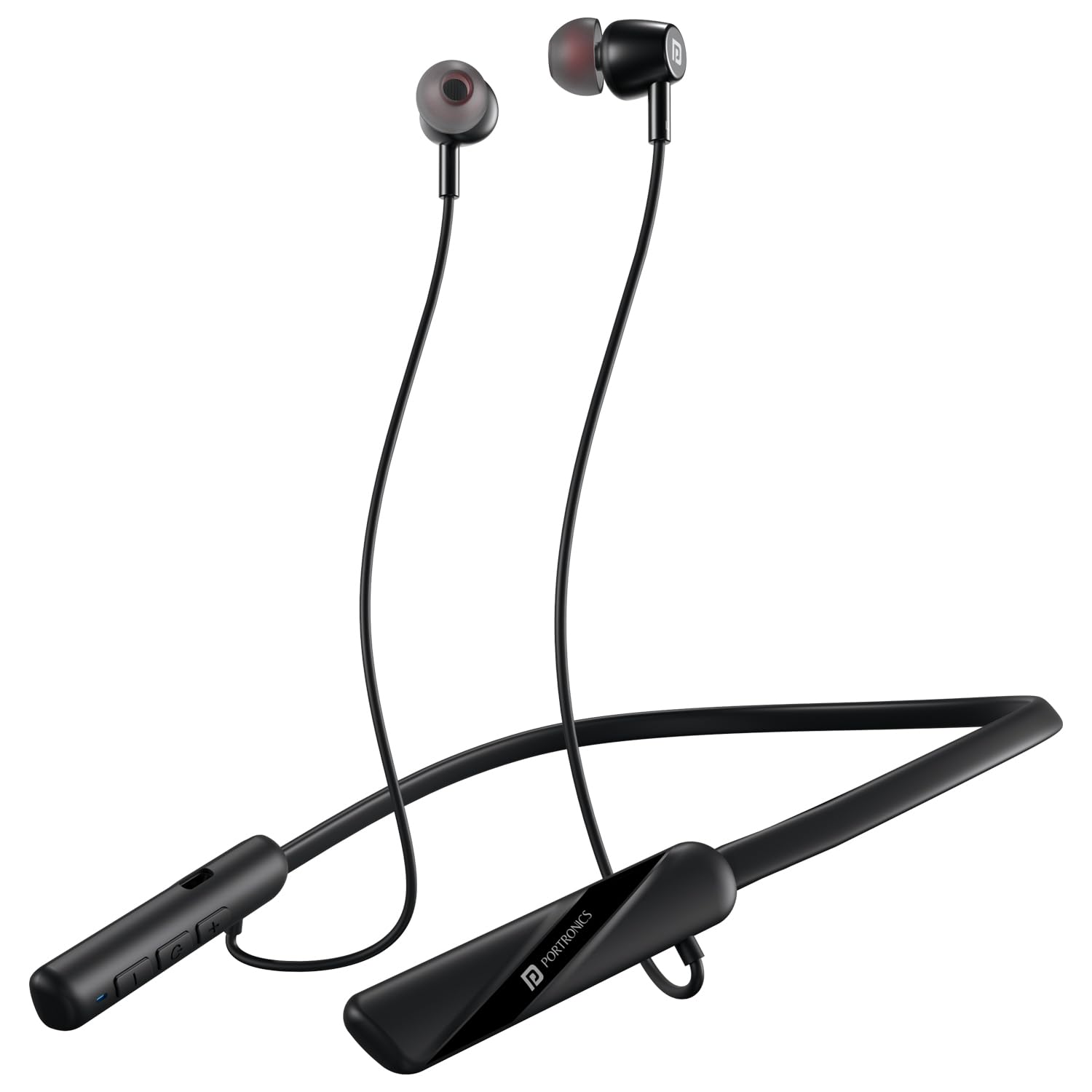 Portronics Harmonics Z10 in Ear Bluetooth Headphone with Mic, 35Hour Playtime,10mm Driver, Magnetic Earbuds, Voice Assistant, Bluetooth 5.3V, IPX4 Water/Sweat Resistance, Type C fast Charging - Black