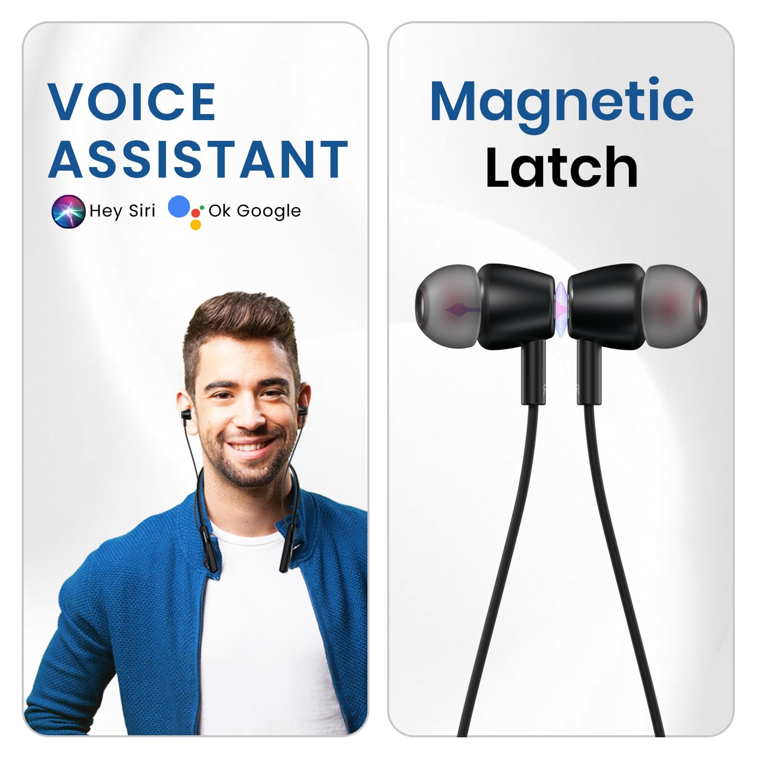 Portronics Harmonics Z10 in Ear Bluetooth Headphone with Mic, 35Hour Playtime,10mm Driver, Magnetic Earbuds, Voice Assistant, Bluetooth 5.3V, IPX4 Water/Sweat Resistance, Type C fast Charging - Black - Image 5