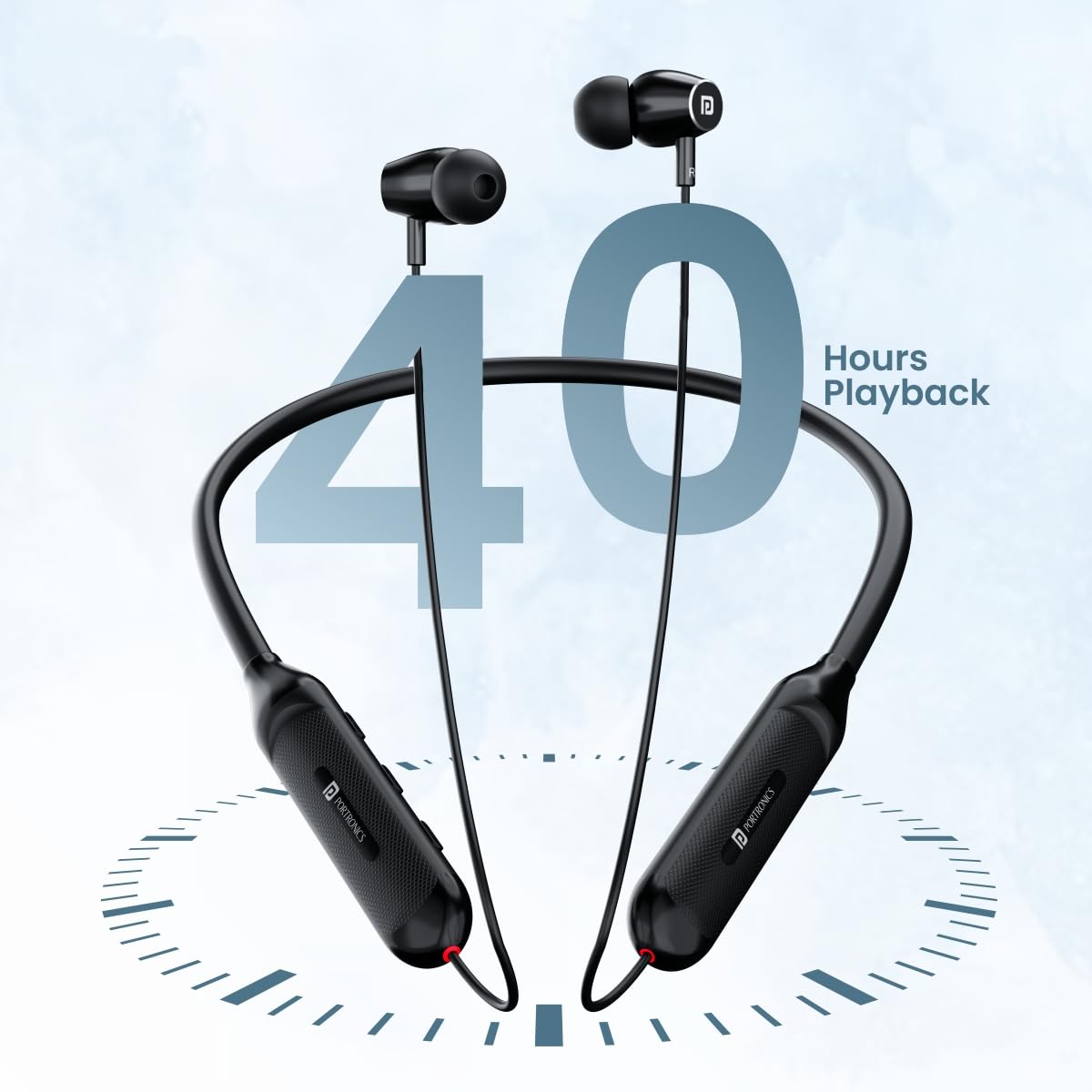 Portronics Harmonics Z7 Bluetooth Wireless Earphones with Upto 40 Hours Playback/ 10mm Dynamic Driver/ Gaming Mode/ High Bass/ IPX4 Water and Sweat Resistant/ Type C Fast Charging(Black) - Image 4