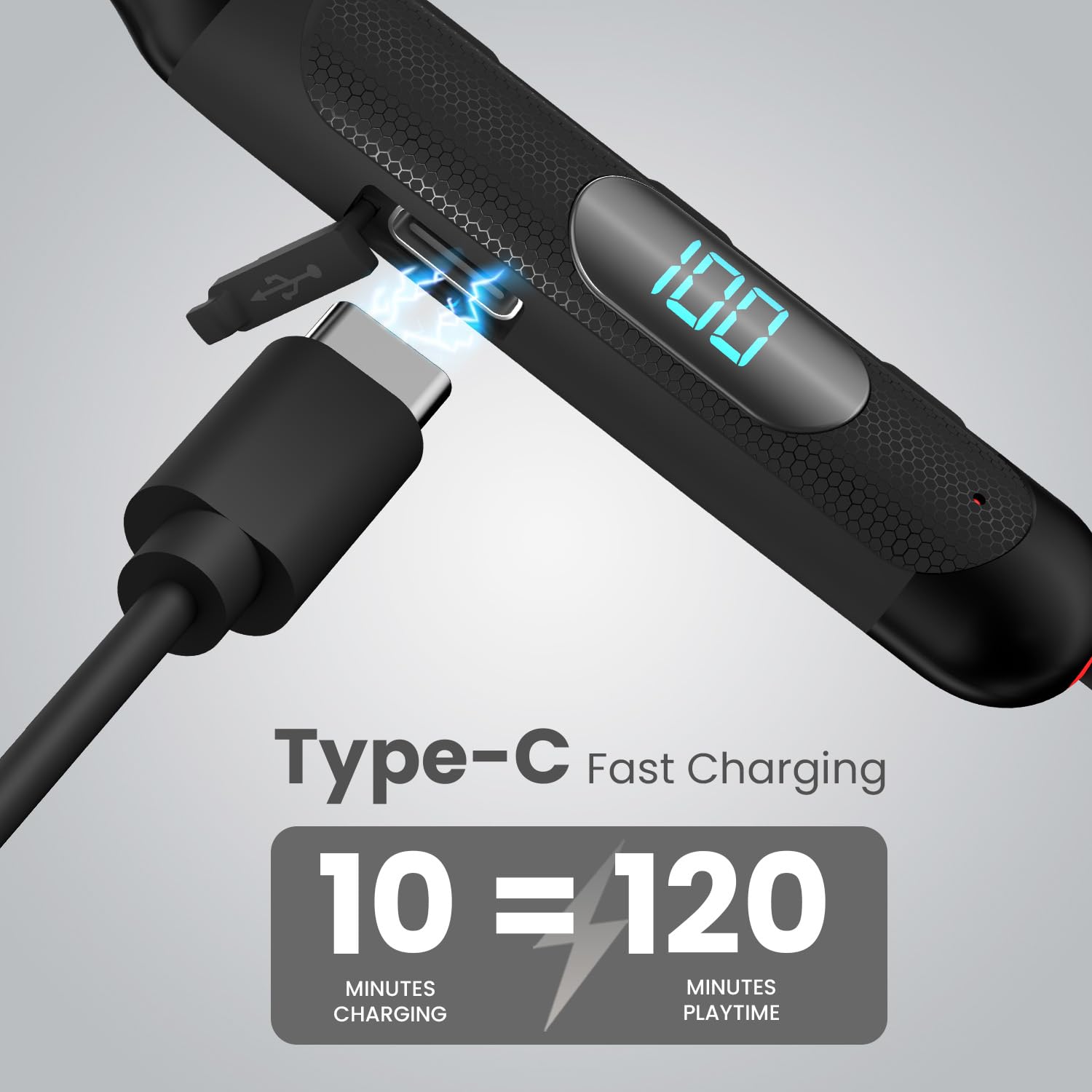 Portronics Harmonics Z8 Bluetooth Wireless Earphones with 40H Playback, Magnetic Earbuds (ON/Off), LED Battery Display, 10mm Driver, Gaming/Music Mode, IPX4 Water Resistant, Fast Charging - Black - Image 5