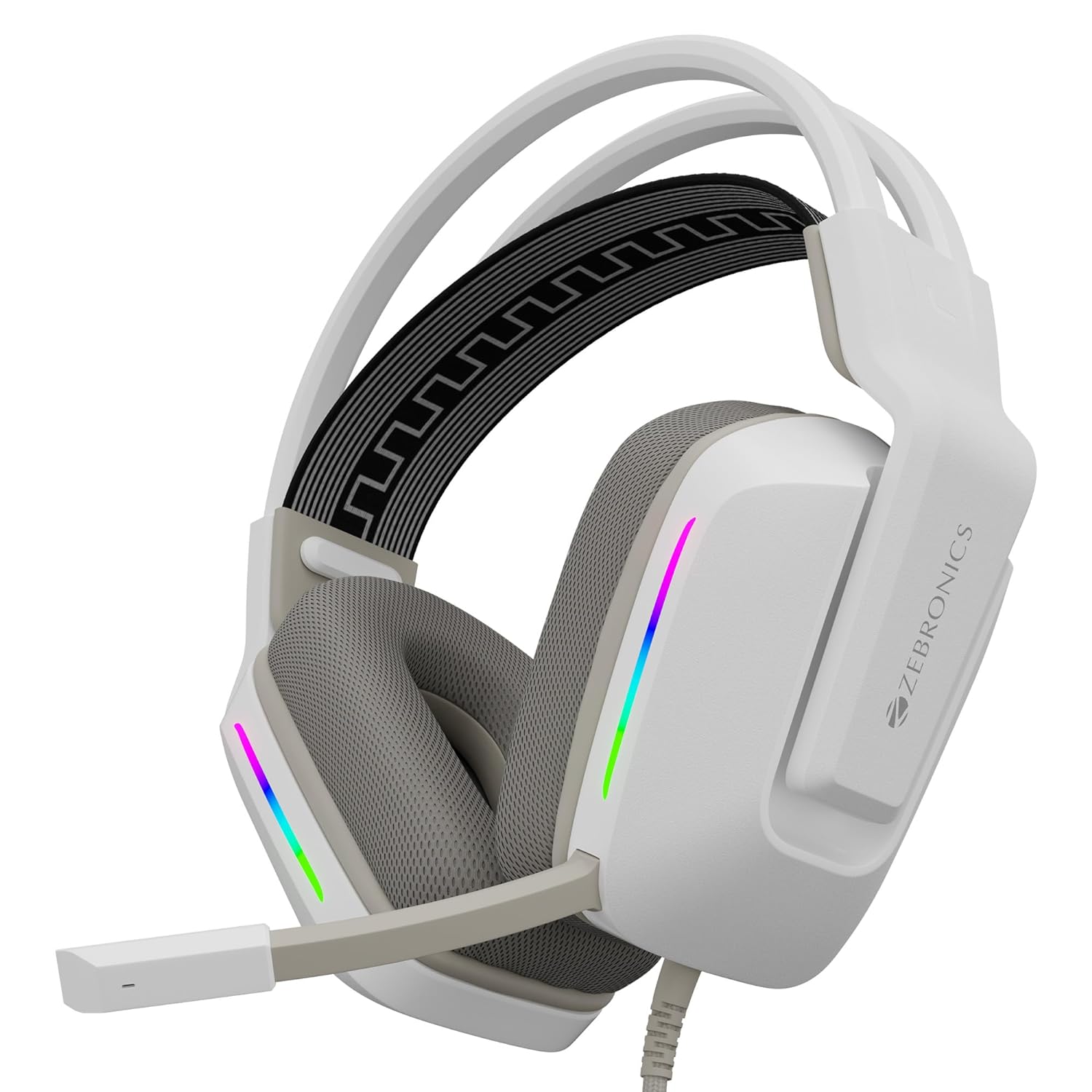 Zebronics Havoc Premium Gaming Over Ear Headphone with Dolby Atmos Subscription/ 50mm Neodymium Drivers/ Extra Soft Ear Cushion/ Suspension Headband/ Braided Cable (White)