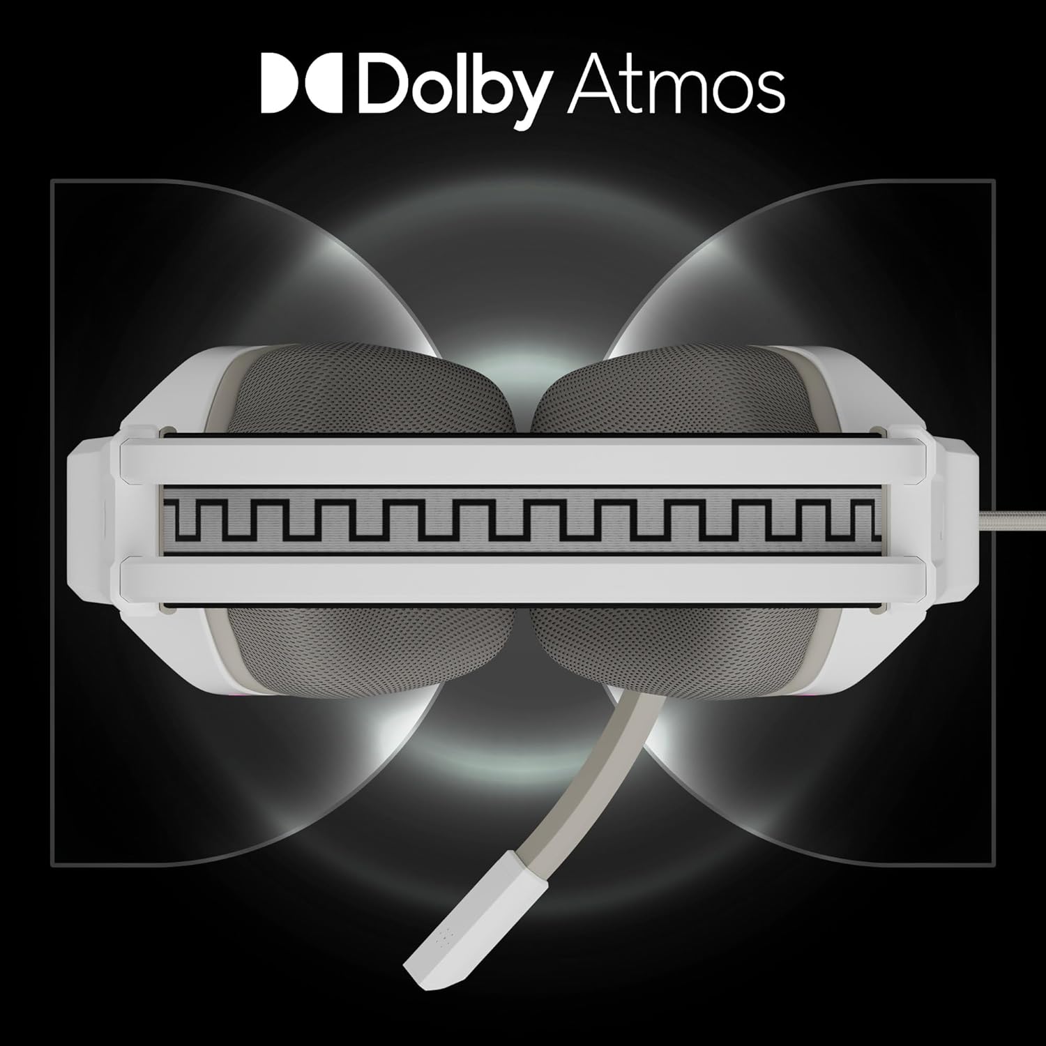 Zebronics Havoc Premium Gaming Over Ear Headphone with Dolby Atmos Subscription/ 50mm Neodymium Drivers/ Extra Soft Ear Cushion/ Suspension Headband/ Braided Cable (White) - Image 3