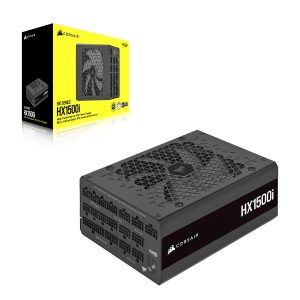 Corsair HX1500i Fully Modular Ultra-Low Noise ATX Power Supply - ATX 3.0 & PCIe 5.0 Compliant - Fluid Dynamic Bearing Fan - CORSAIR iCUE Software Compatible - 80 Plus Platinum Efficiency