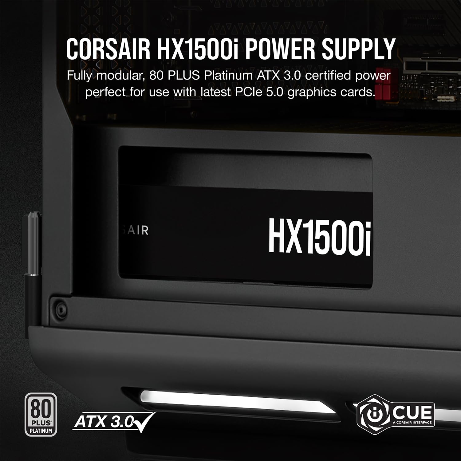 Corsair HX1500i Fully Modular Ultra-Low Noise ATX Power Supply - ATX 3.0 & PCIe 5.0 Compliant - Fluid Dynamic Bearing Fan - CORSAIR iCUE Software Compatible - 80 Plus Platinum Efficiency - Image 5