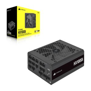 Corsair HX1000i Fully Modular Ultra-Low Noise ATX Power Supply - ATX 3.0 and PCIe 5.0 Compliant - Fluid Dynamic Bearing Fan - CORSAIR iCUE Software Compatible - 80 PLUS Platinum Efficiency