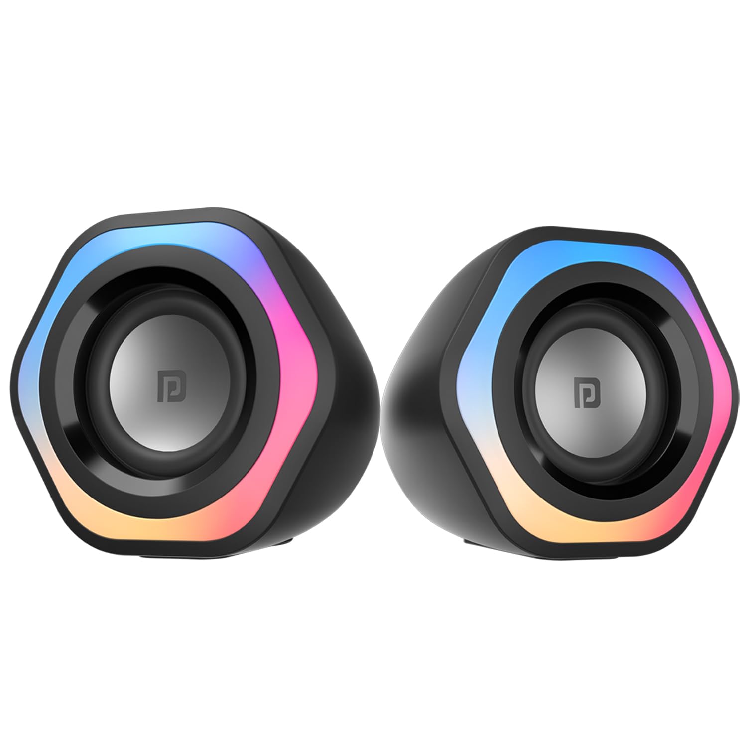 Portronics in Tune 4 6W Portable USB Powered Wired Speaker with Volume Control/ 3.5mm AUX in/ HD Sound/ 2.0 Channel/ RGB Lights/ Gaming Speaker/ Multimedia Speaker for PC Desktop and Laptop (Black)