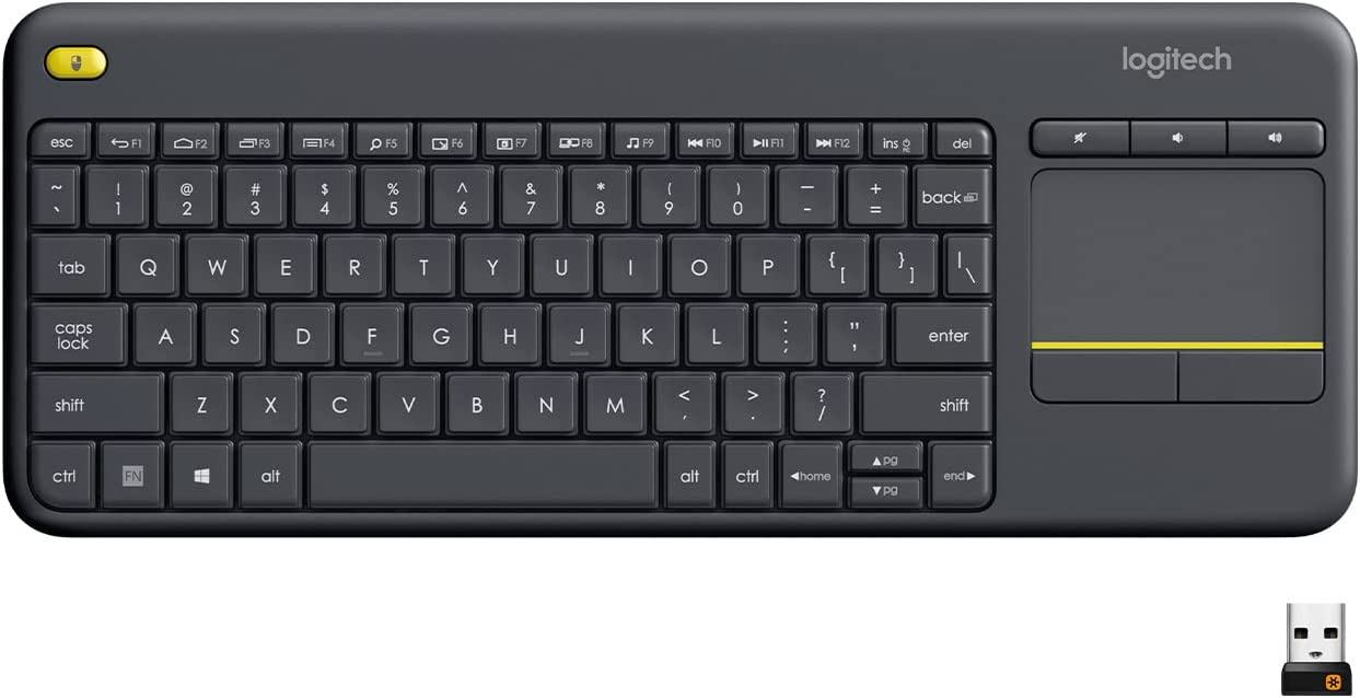 Logitech K400 Plus Wireless Touch Keyboard (Built-in Touchpad/ Easy Media Controls) for TV, Windows, Android, Chrome OS, Laptop, Tablet - Black