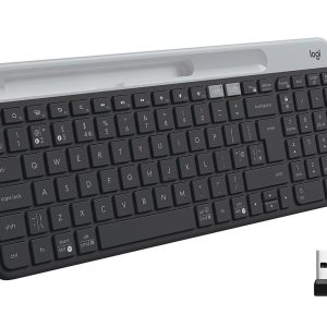 Logitech K580 Slim Multi-Device Wireless Keyboard - Bluetooth/Receiver, Compact, Easy Switch, 24 Month Battery, Win/Mac, Desktop, Tablet, Smartphone, Laptop Compatible (Graphite)