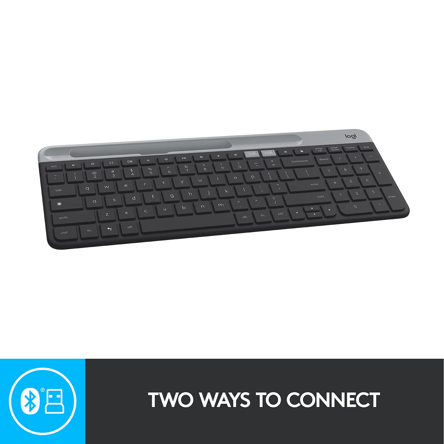 Logitech K580 Slim Multi-Device Wireless Keyboard - Bluetooth/Receiver, Compact, Easy Switch, 24 Month Battery, Win/Mac, Desktop, Tablet, Smartphone, Laptop Compatible (Graphite) - Image 5