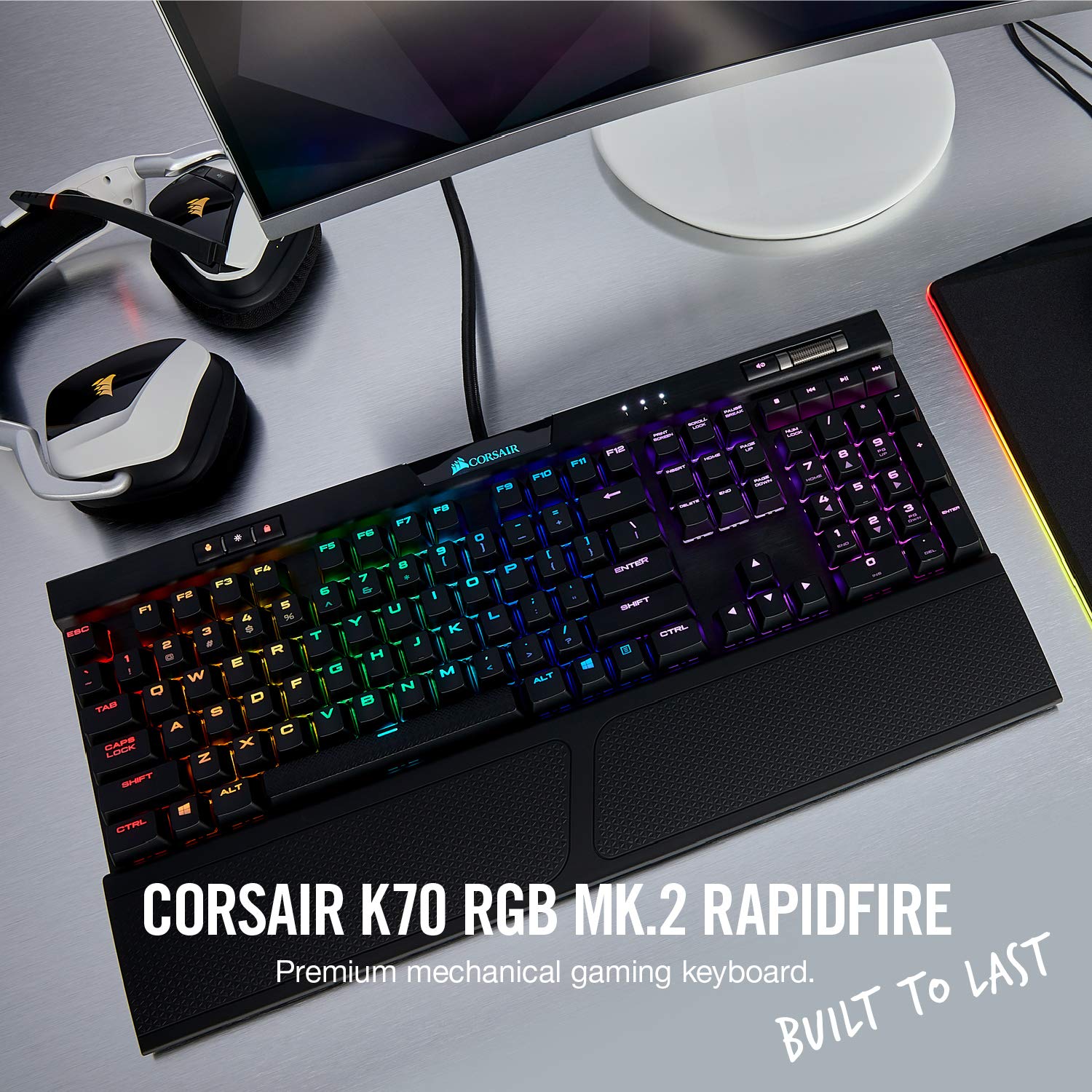 Corsair K70 RGB MK.2 Mechanical Gaming Keyboard - Cherry MX Speed (CH-9109014-NA) - Image 2