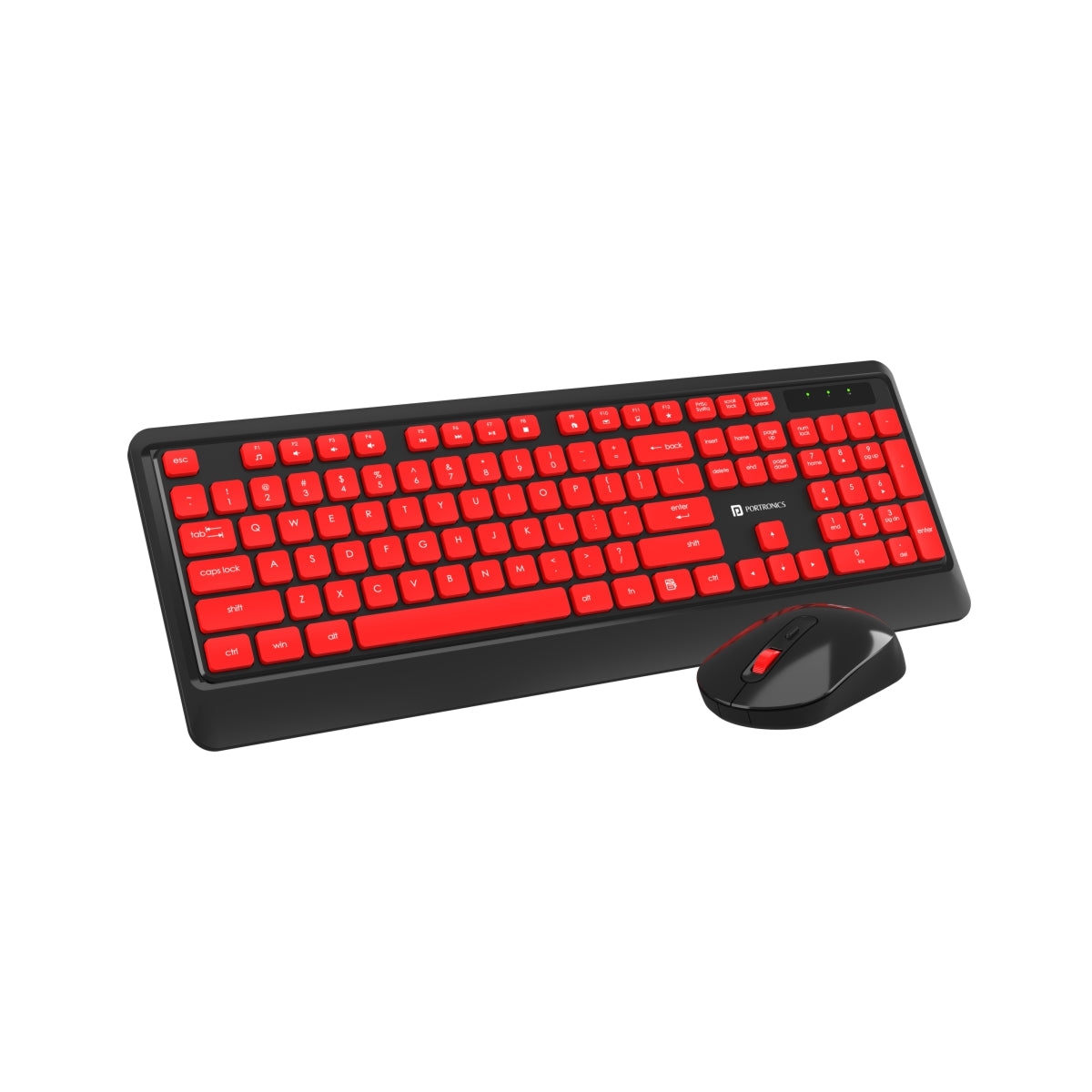 Portronics Key5 Combo Multimedia Wireless Keyboard & Mouse - Black Red (POR-1407)