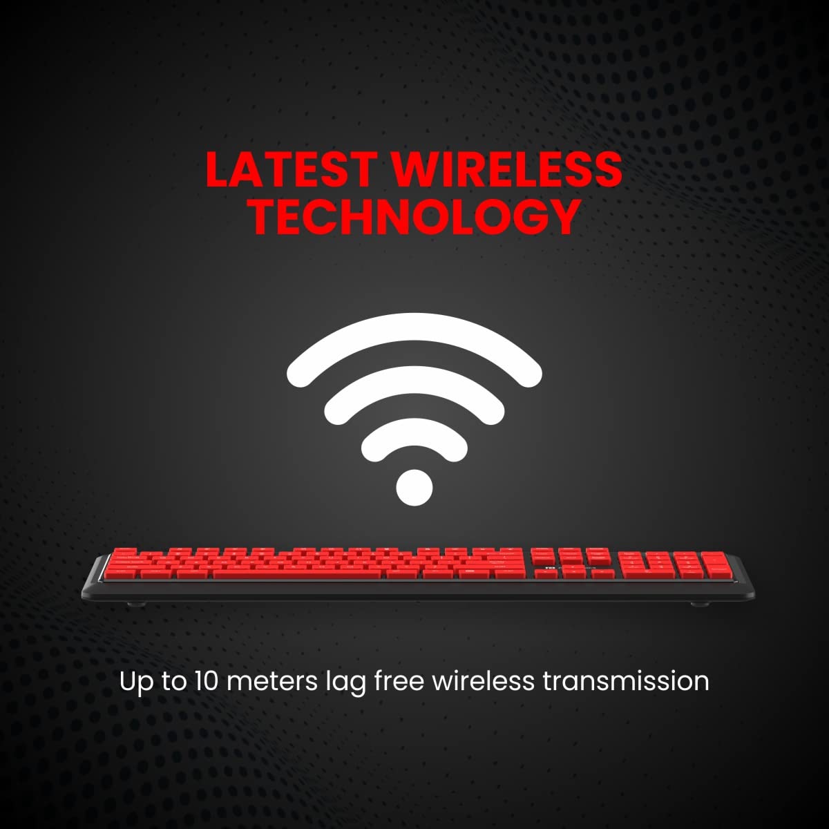 Portronics Key5 Combo Multimedia Wireless Keyboard & Mouse - Black Red (POR-1407) - Image 4