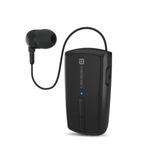 Portronics Harmonics KLIP 4 Retractable Bluetooth Music & Calling Earphone - Black (POR-1102)