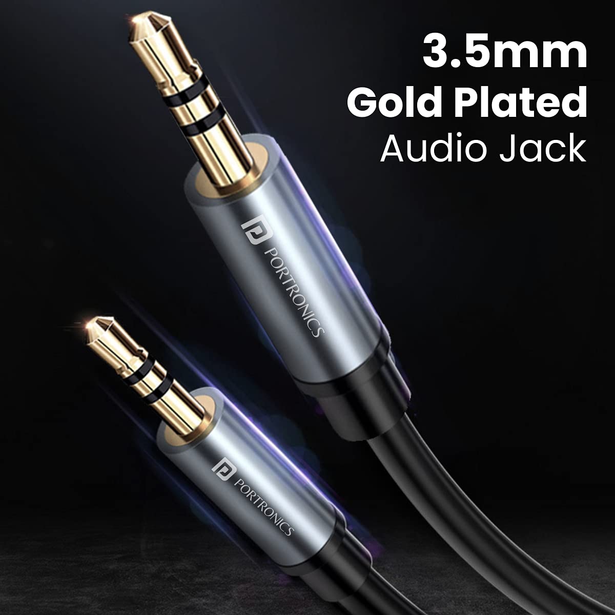 Portronics Konnect Aux 6 Spiral AUX Cable 3.5mm Metal Jack - 1.5 meter (POR-1261) - Image 5