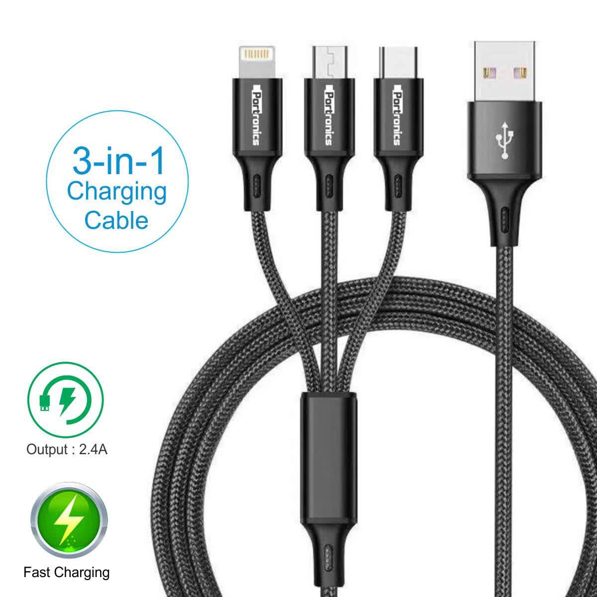 Portronics Konnect Trio Plus 3-in-1 Multi Functional Cable (POR-1051) - Image 2
