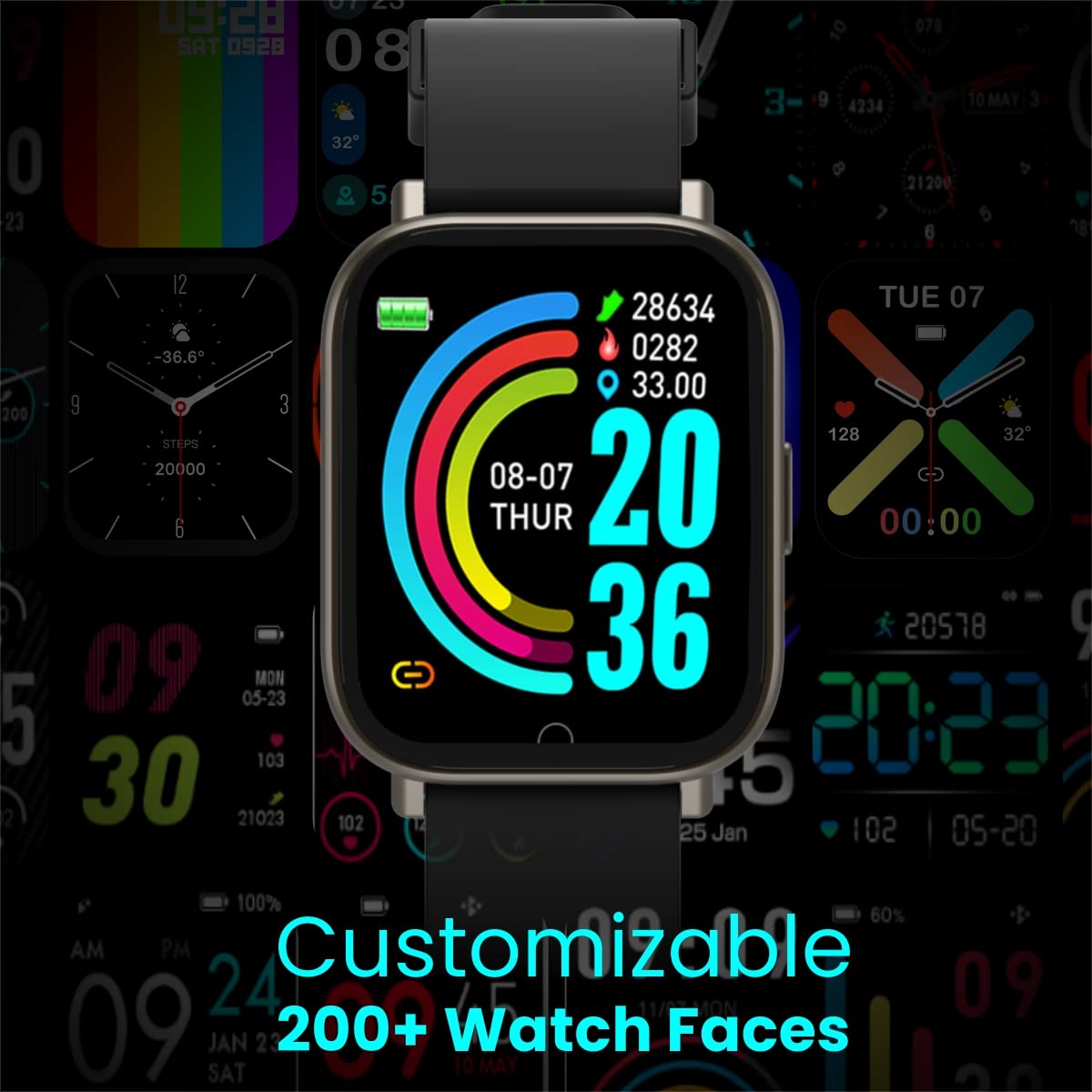 Portronics Kronos Y1 Calling Watch with Built-in Mic & Speaker - Black (POR-1427) - Image 3