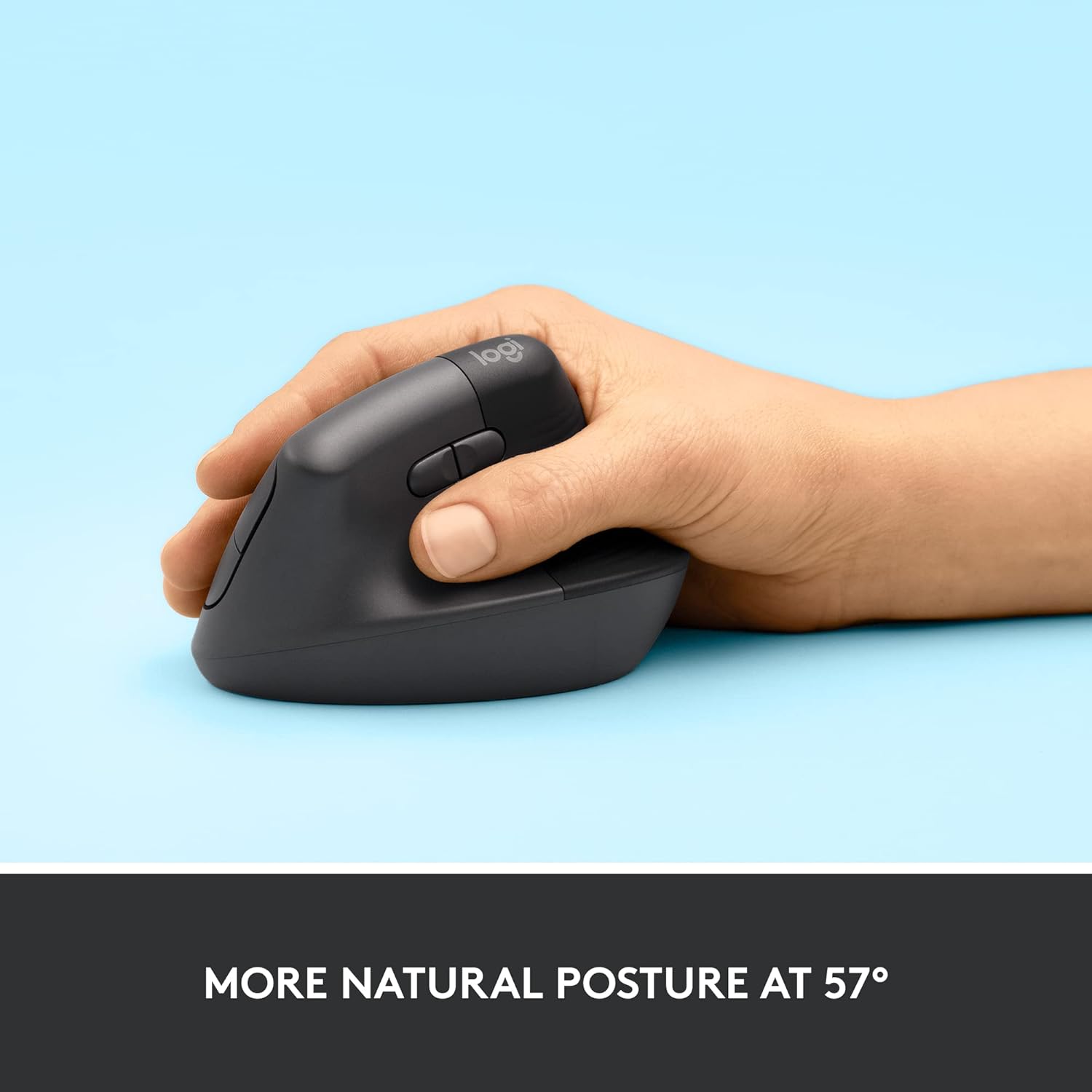 Logitech Lift Vertical Ergonomic Mouse - Wireless Logi Bolt USB Receiver, Bluetooth, Quiet clicks, 4 Buttons, Compatible with Windows/ macOS/ iPadOS, Laptop, PC - Graphite - Image 4
