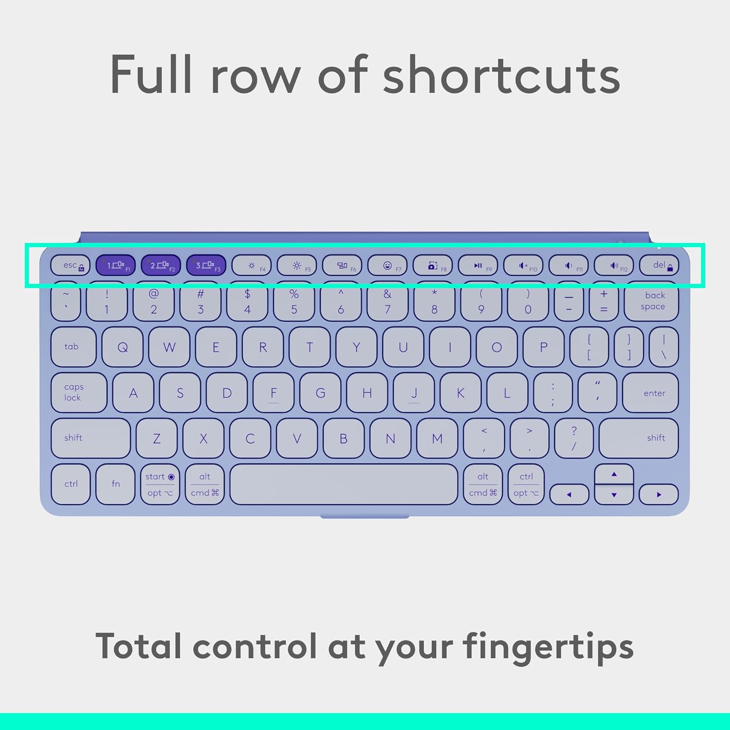 Logitech Keys-to-Go 2 Portable Bluetooth Keyboard for Tablet with Built-in Cover, Slim and Compact Wireless Keyboard for Windows, Android, Linux, iPad, iPhone, Mac, Apple TV (Lilac) - Image 3