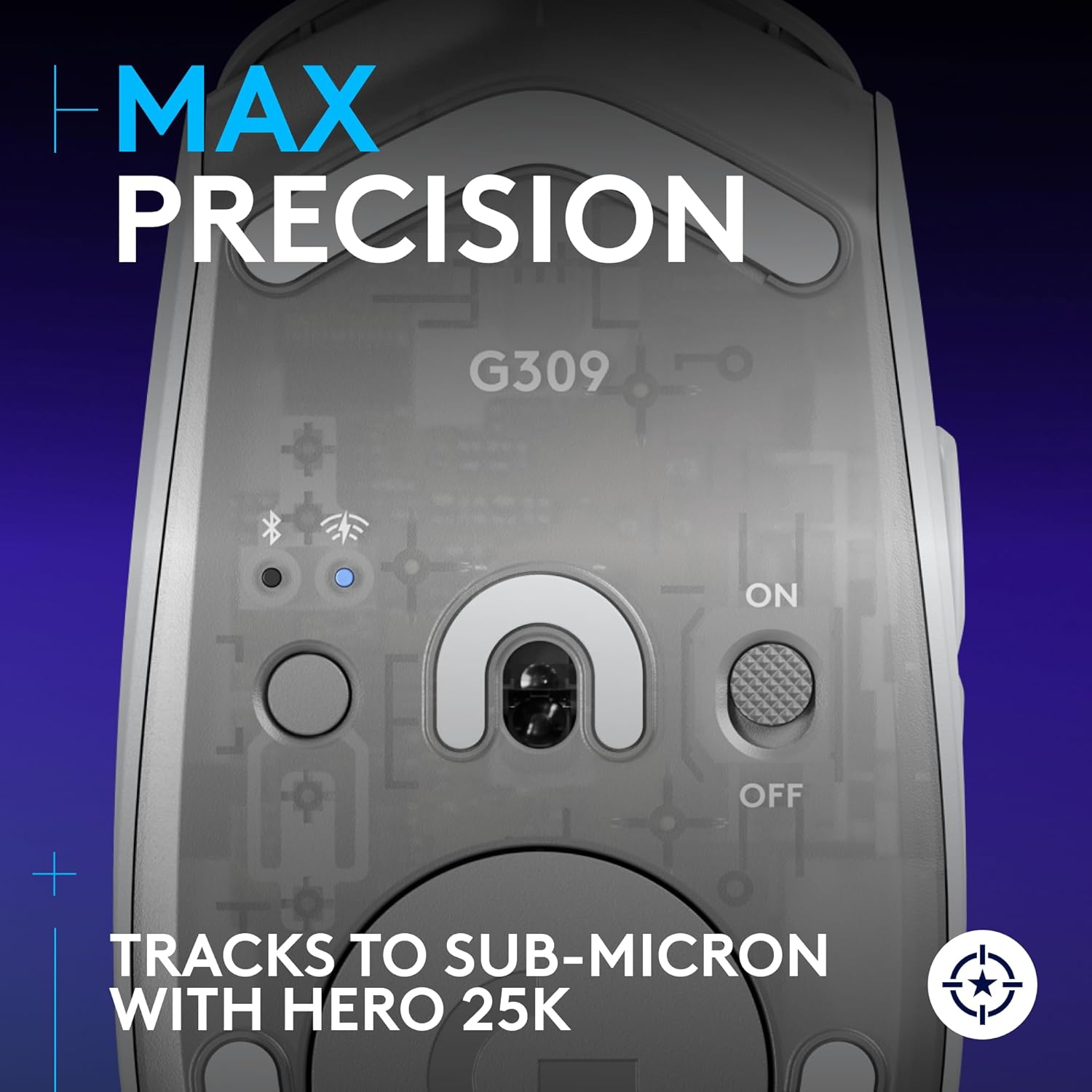 Logitech G309 Lightspeed Wireless Gaming Mouse, Lightweight, LIGHTFORCE Hybrid Switches, Hero 25K Sensor, 300+ Hour Battery Life with AA Battery, 6 Programmable Buttons, PC and Mac - White - Image 4