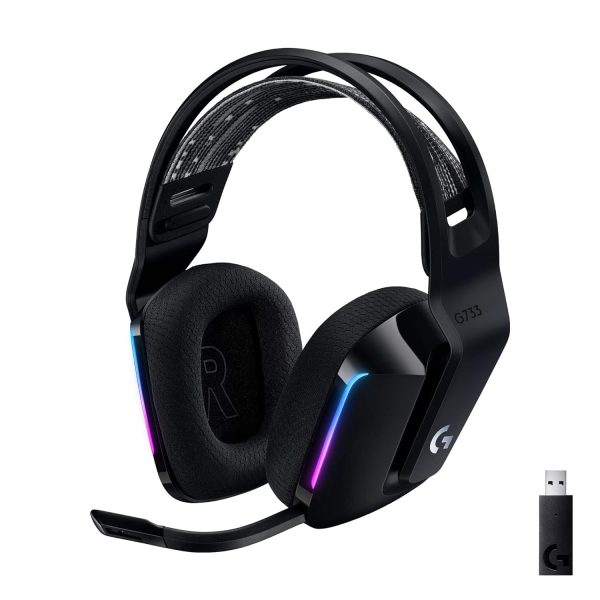 Logitech G733 Lightspeed Wireless Gaming Headset with Suspension Over Ear Headband/ LIGHTSYNC RGB/ Blue VO!CE mic Technology and PRO-G Audio Drivers (Black)