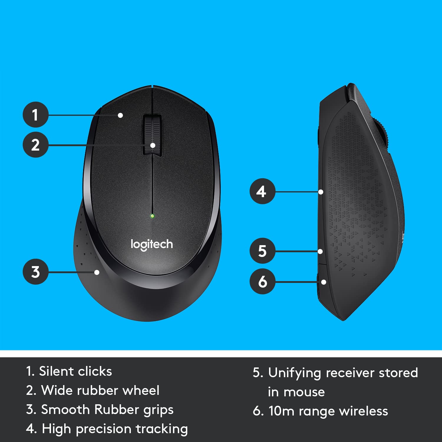 Logitech M330 Silent Plus Wireless Mouse (Black) - Image 5