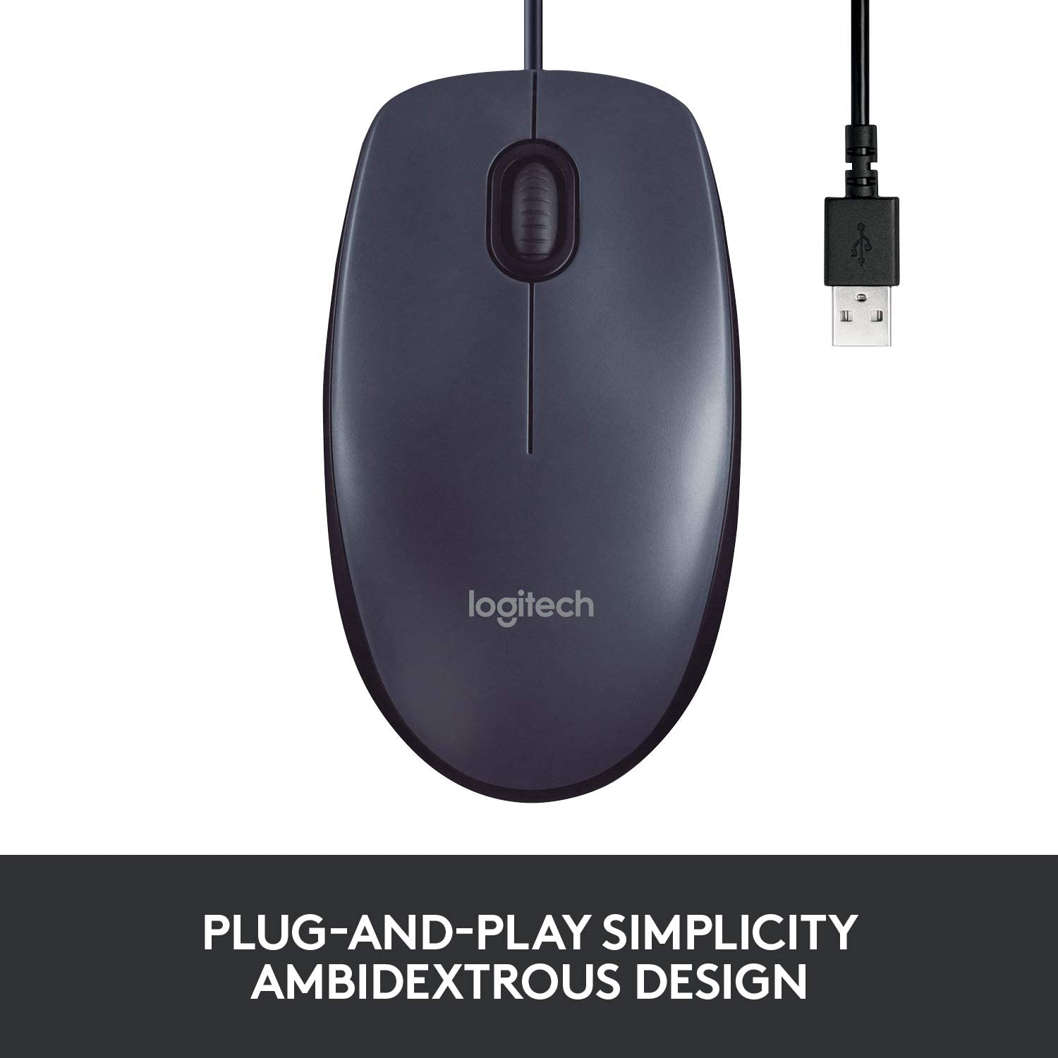 Logitech M100R Wired USB Mouse (Black) - Image 2