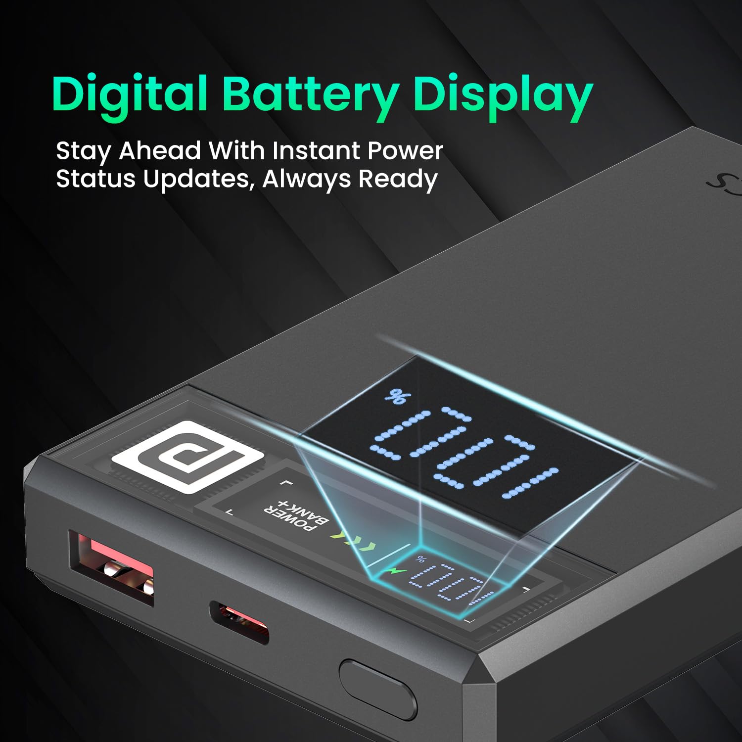 Portronics Luxcell MagClick 10k 10000 mAh 15W Magnetic Wireless Fast Charging Power Bank Premium Finish, 22.5 Wired Output Compatible with iPhone 12 etc ,Type C Smartphones, Tablets - Dark Grey - Image 4