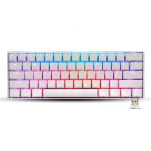 Zebronics Zeb-Max Ninja Wireless RGB Mechanical Keyboard with 61 Keys, 21 Backlit LED modes, 2.4GHz, 3X Bluetooth, Type C Wired Mode, Built-in Rechargeable Battery, 1.8m Type C Braided Cable - White