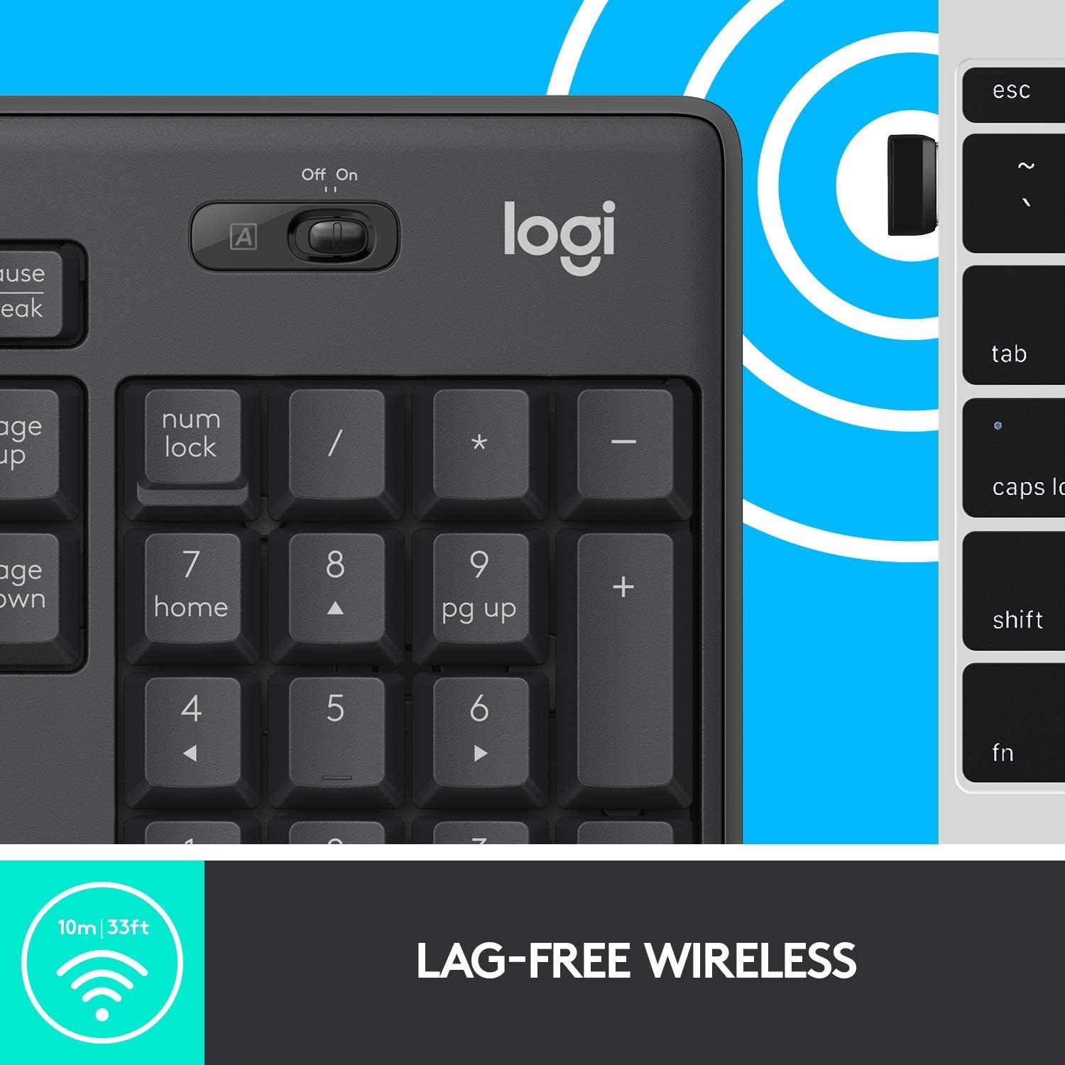 Logitech MK295 Wireless Keyboard and Mouse Combo - SilentTouch Technology, Full Number Keyboard, Shortcut Buttons, Nano USB Receiver, 90% Less Noise - Black - Image 5