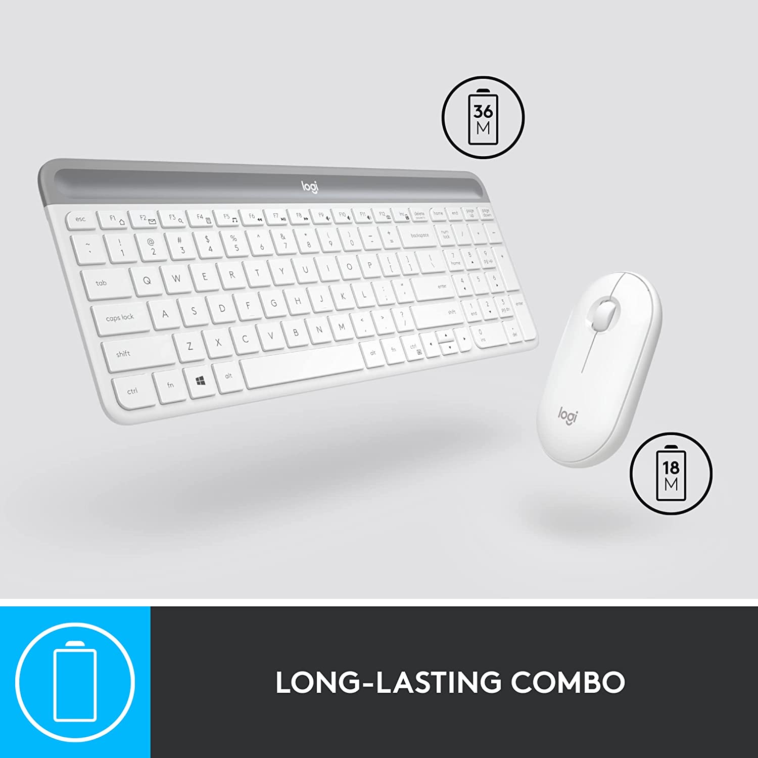 Logitech MK470 Slim Wireless Keyboard And Mouse Combo (White) - Image 3