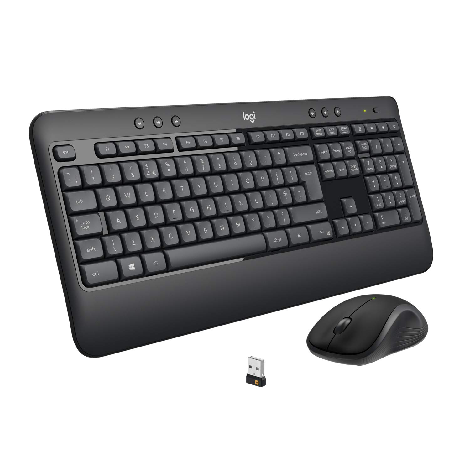 Logitech MK540 Advanced Wireless Keyboard And Mouse Combo for Windows/ 2.4 GHz Unifying USB-Receiver/ Multimedia Hotkeys/ 3-Year Battery Life - for PC, Laptop - Black