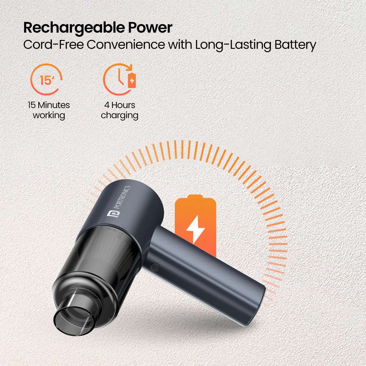 Mopcop Pro Rechargeable Handheld Vacuum Cleaner - 10 kPa Suction, Multiple Nozzles, Dual Functionality, For Dry Vacuuming, Single-Hand Design, Advanced Brushless DC Motor (Black) - Image 2