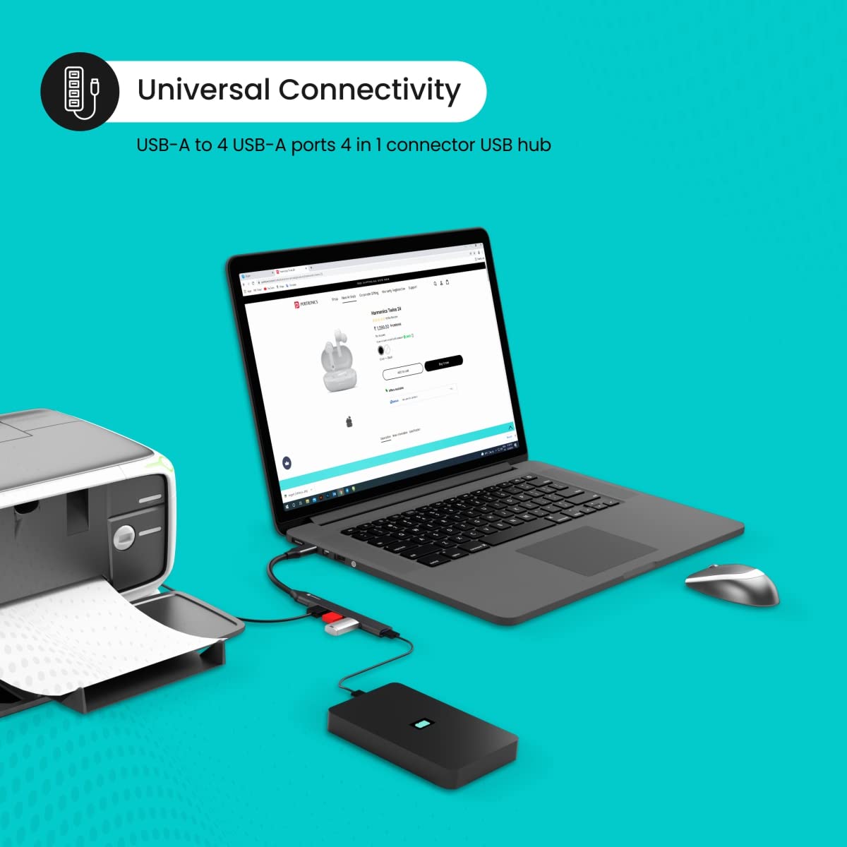 Portronics Mport 31 4 Ports USB Hub - Multiport Charging and Connecting Adapter (POR-1484) - Image 2