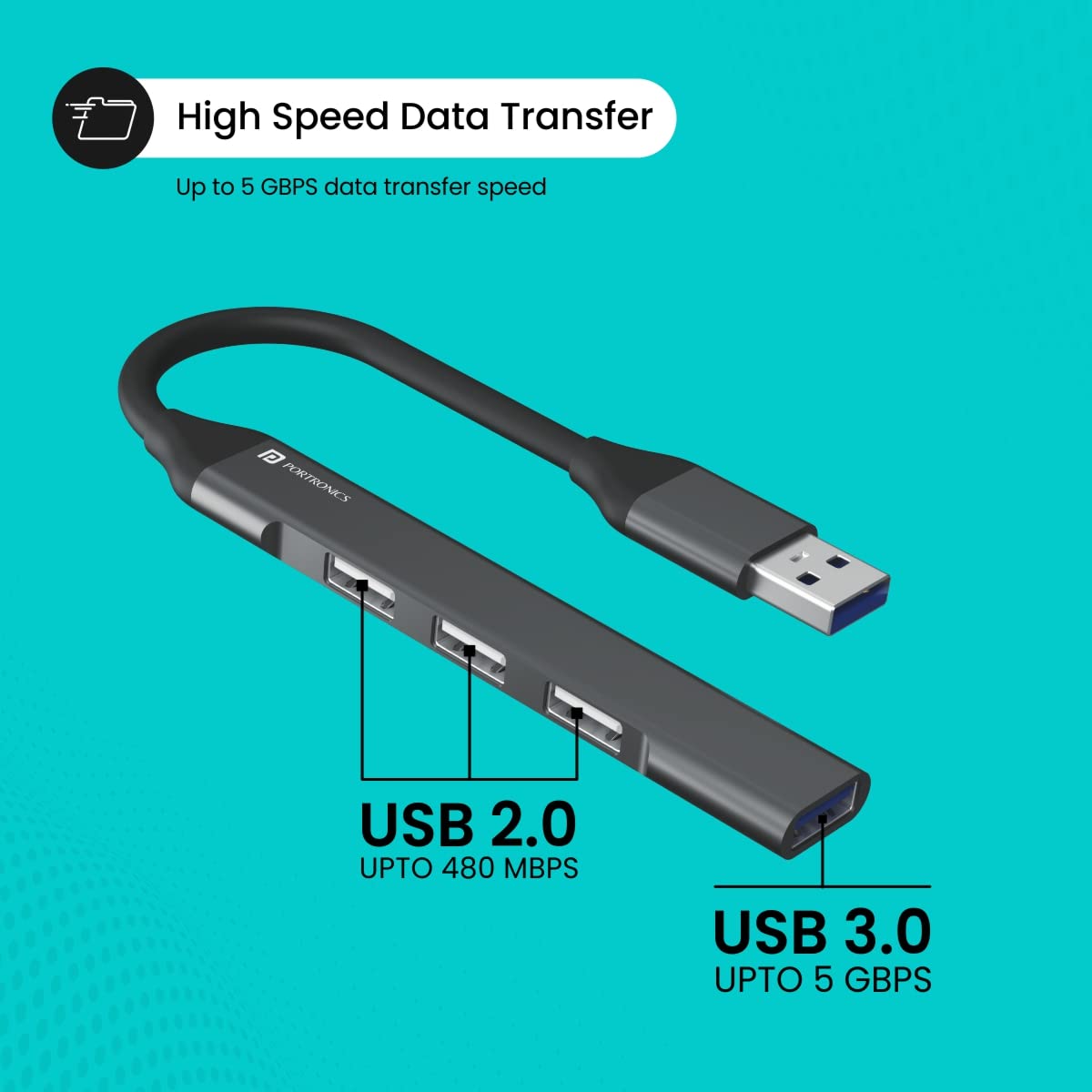 Portronics Mport 31 4 Ports USB Hub - Multiport Charging and Connecting Adapter (POR-1484) - Image 4