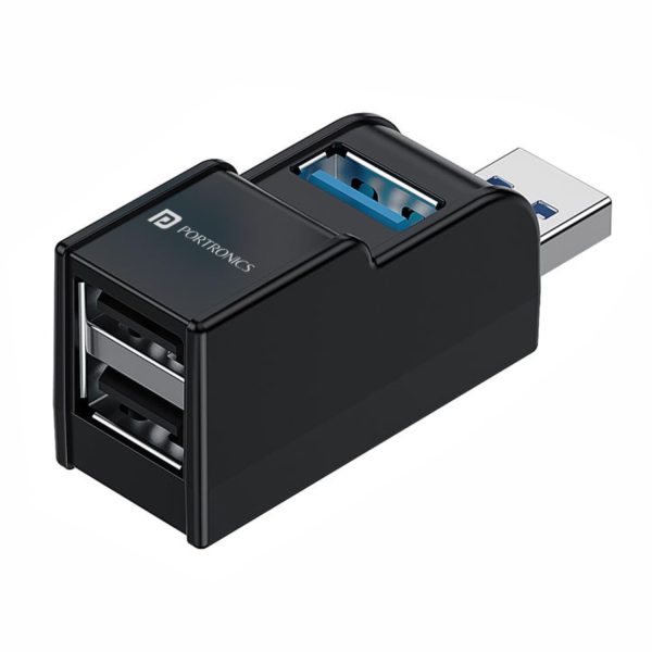 Portronics Mport 3A USB Hub (3-in-1), Multiport Adapter with USB 3.0 & 2-Port USB 2.0, Upto 5 Gbps High Data Transfer Speed for PC, Laptop and Mac