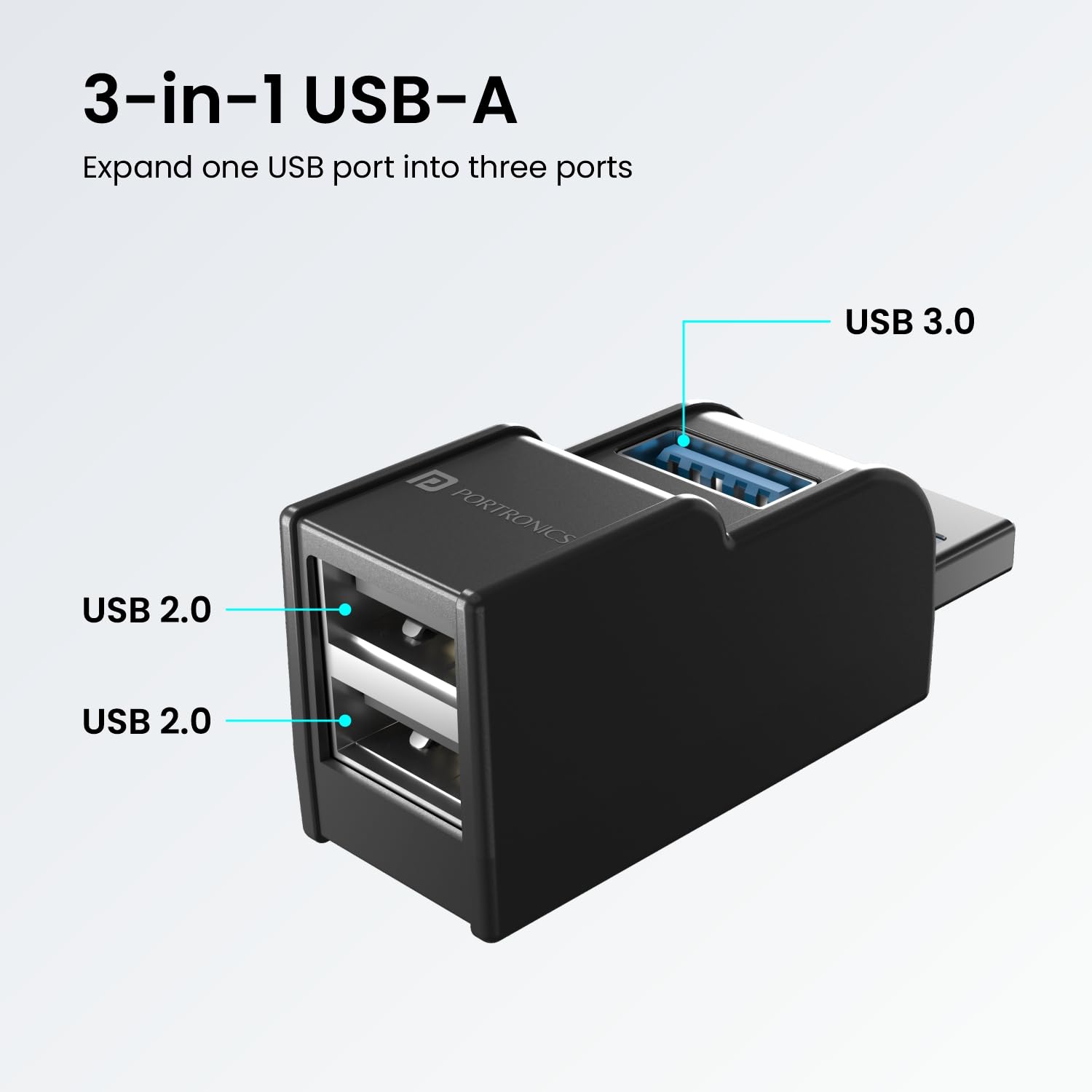 Portronics Mport 3A USB Hub (3-in-1), Multiport Adapter with USB 3.0 & 2-Port USB 2.0, Upto 5 Gbps High Data Transfer Speed for PC, Laptop and Mac - Image 3
