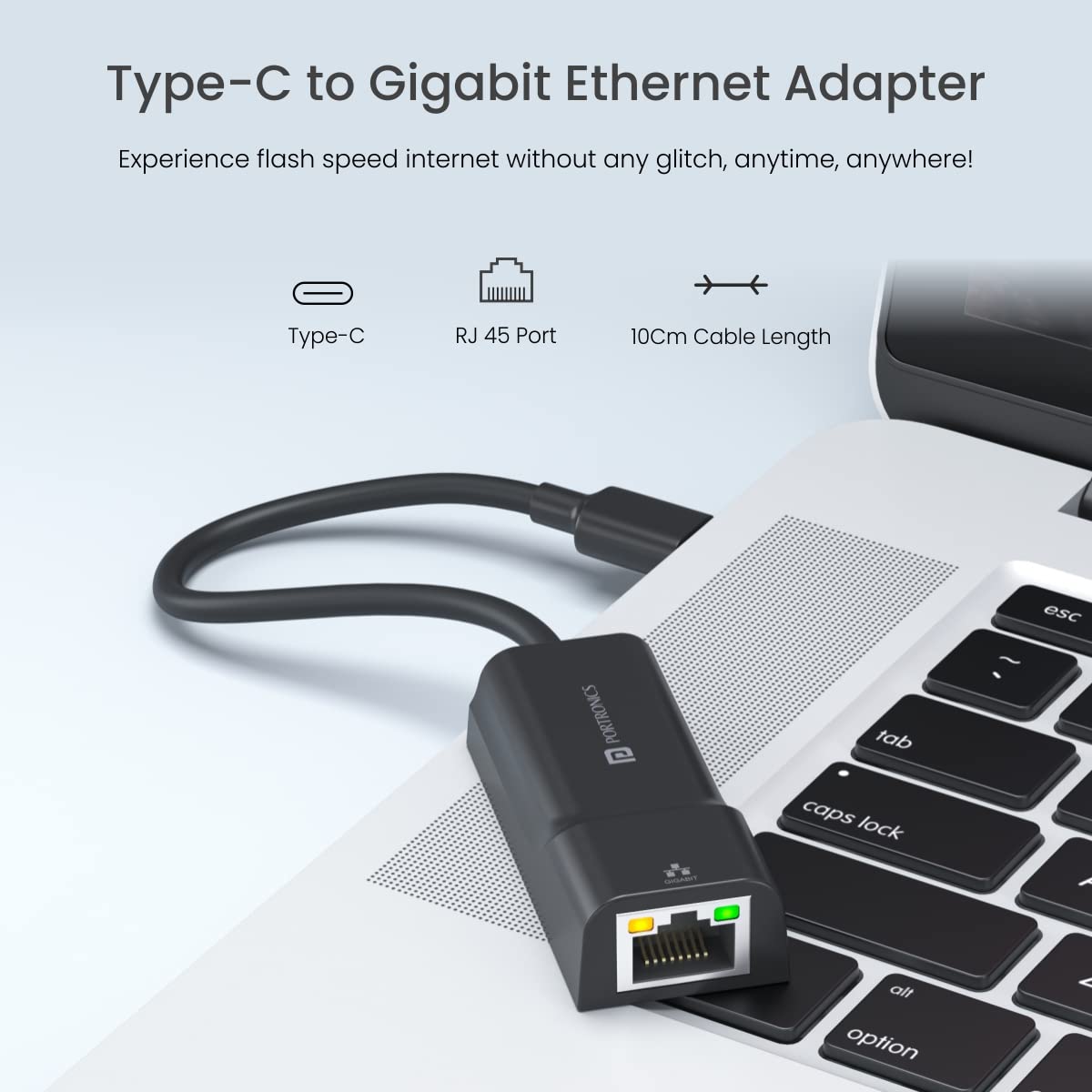Portronics Mport 45C Type-C Ethernet Adapter - Type-C to 10/100 Ethernet LAN Network Adapter (POR 1482) - Image 5